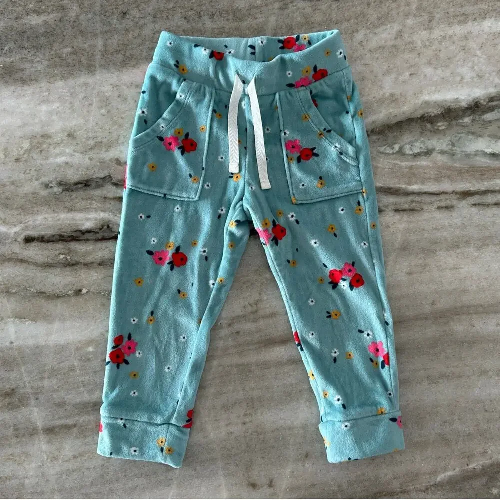 Cat & Jack Toddler Girl Velour Floral Lounge Set 2T Blue Jogger Set